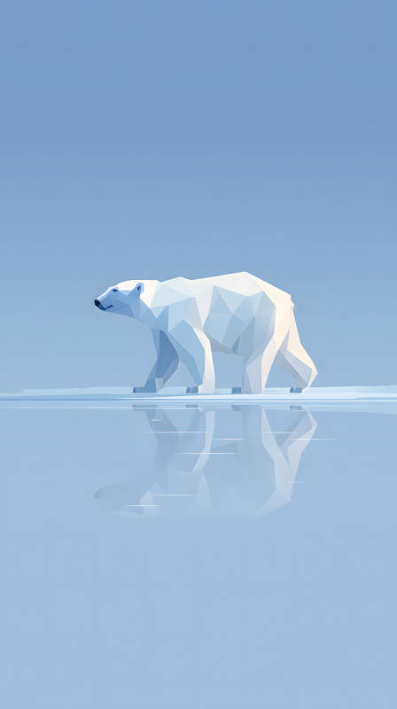 北極熊冰面剪影-圖片