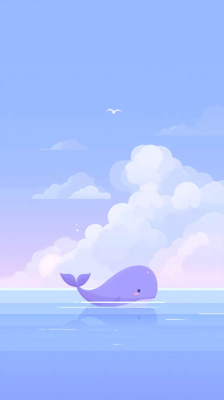 藍天鯨魚可愛治愈-圖片