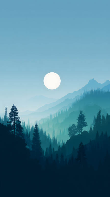 靜謐山林月夜-圖片