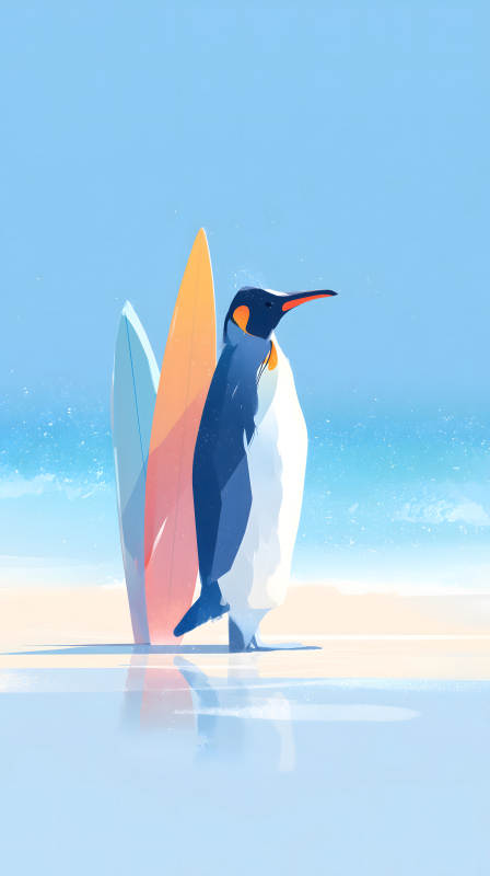 企鵝沖浪海灘度假-圖片