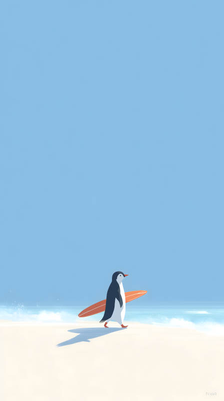 企鵝沖浪沙灘漫步-圖片