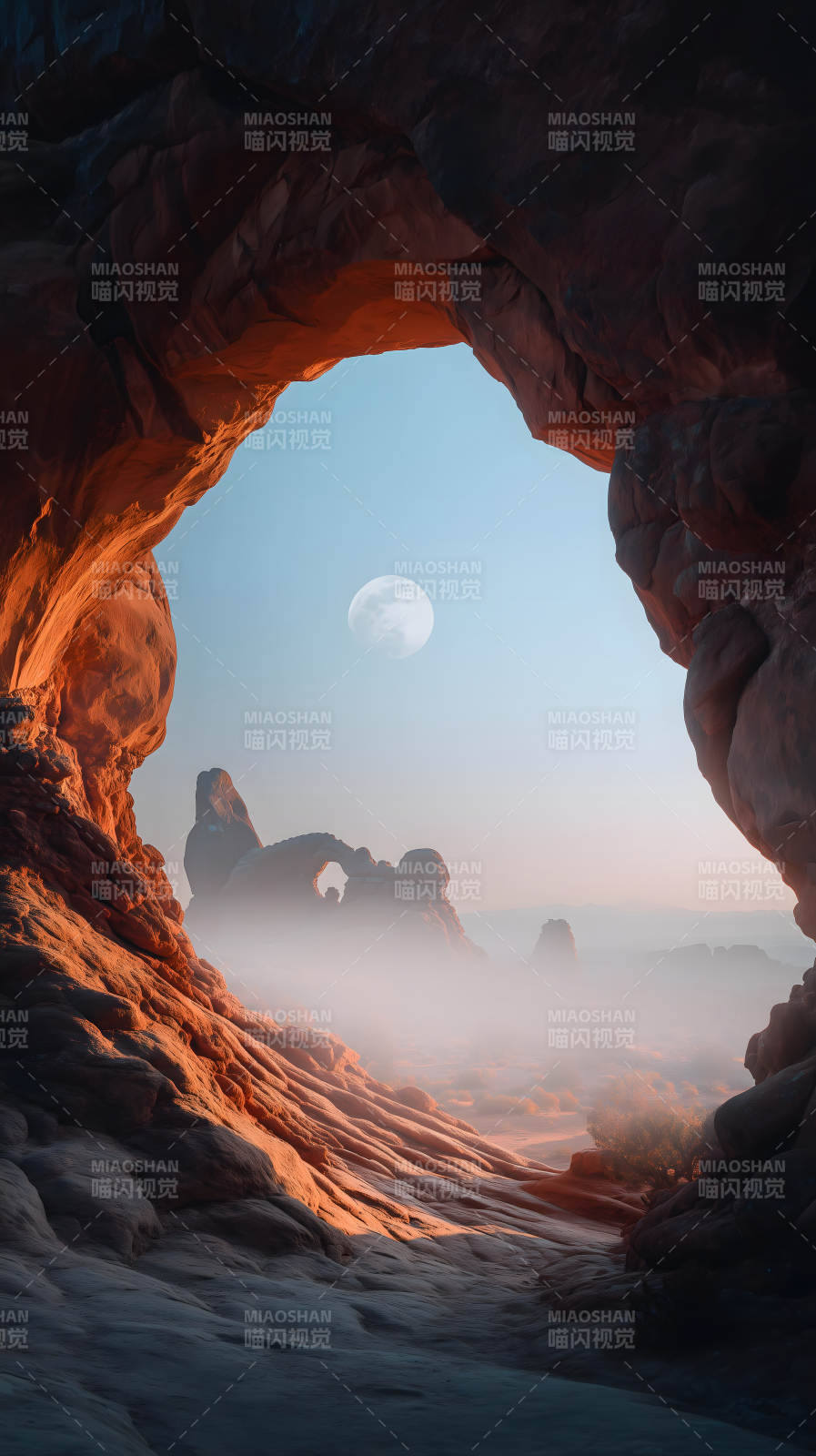 峽谷月夜迷霧奇景-圖片