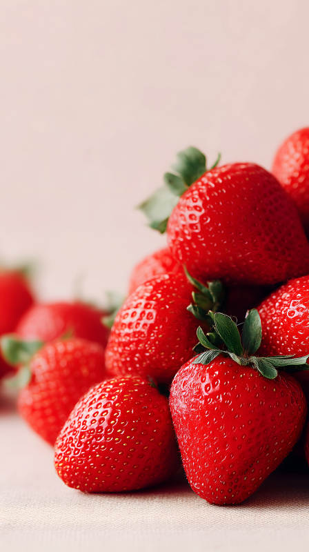 鮮艷草莓特寫堆疊展示-圖片