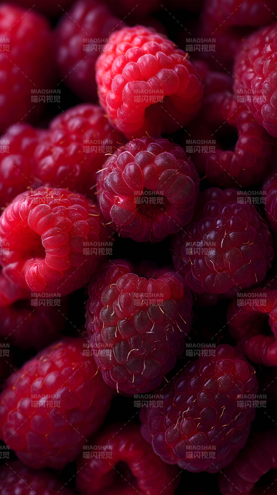 紅艷欲滴的覆盆子特寫-圖片