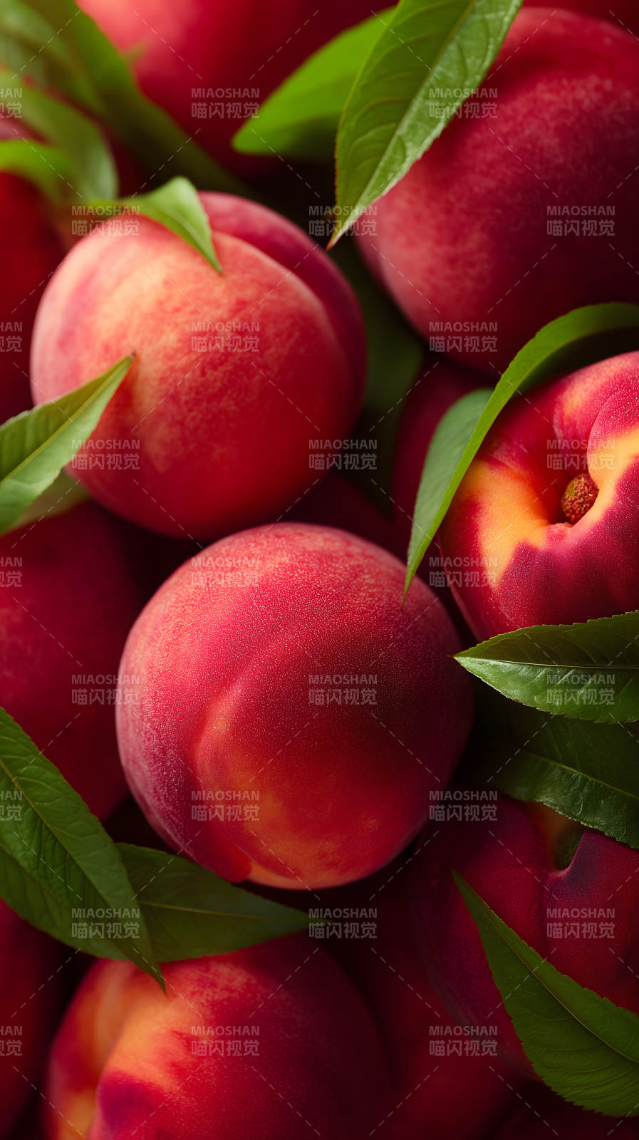 新鲜红润的桃子特写-图片