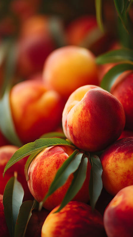 新鲜饱满的桃子特写-图片