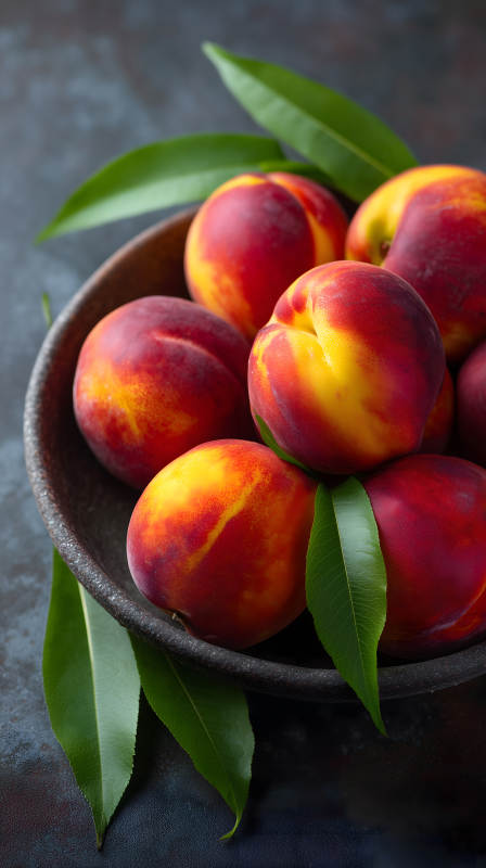 碗中紅潤油桃-圖片