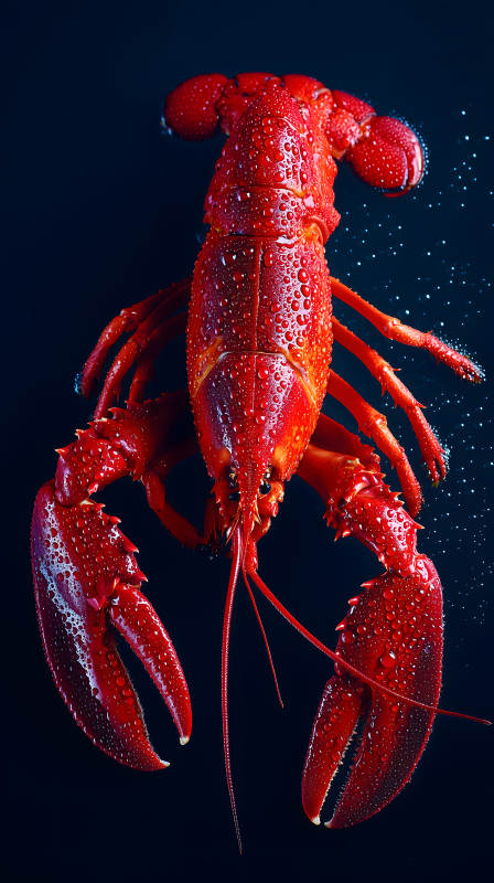 紅蝦特寫水珠晶瑩-圖片