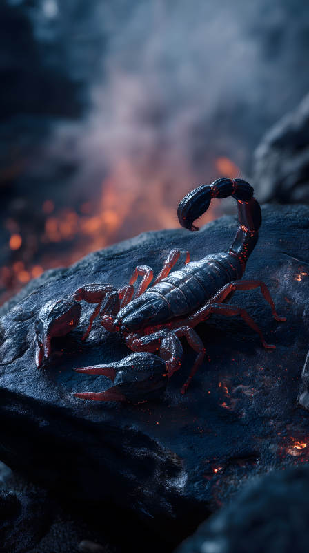 火焰蝎子岩石场景-图片