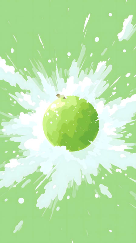 青苹果炸裂四溅效果-图片
