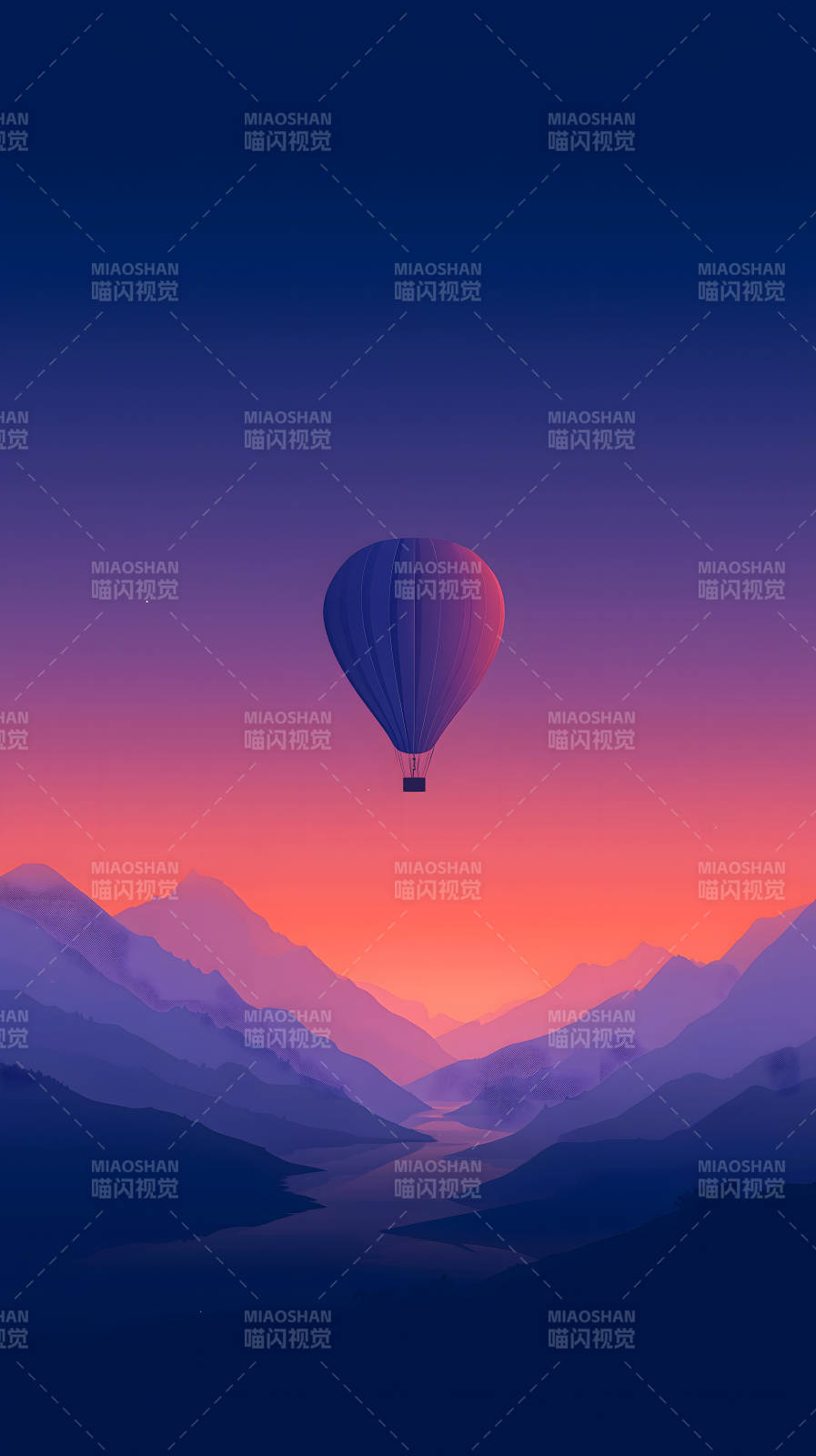 夕阳下的热气球翱翔天际-图片