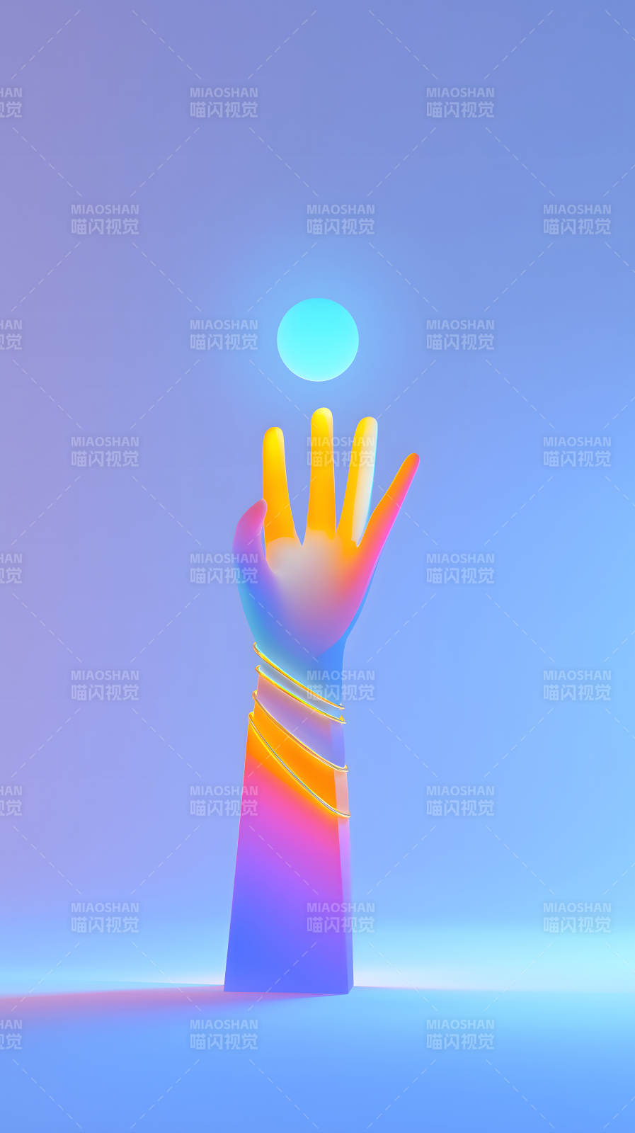 彩虹手托光球-圖片