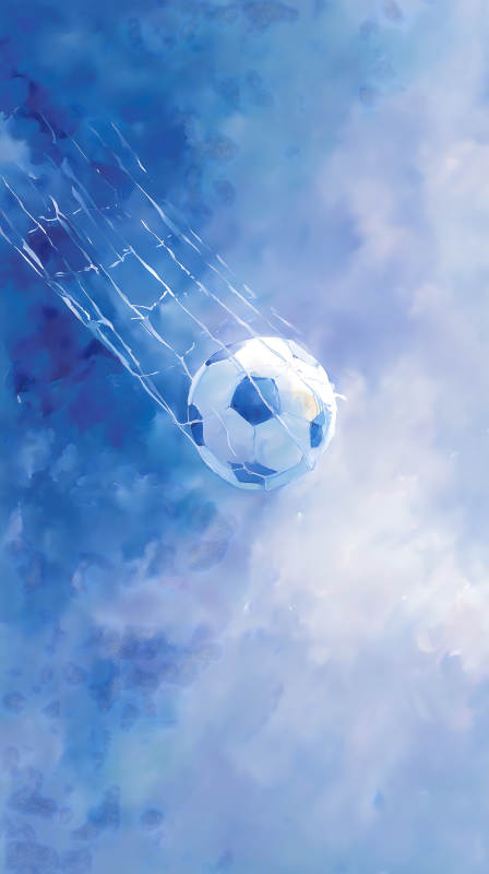 藍天足球飛馳的瞬間-圖片