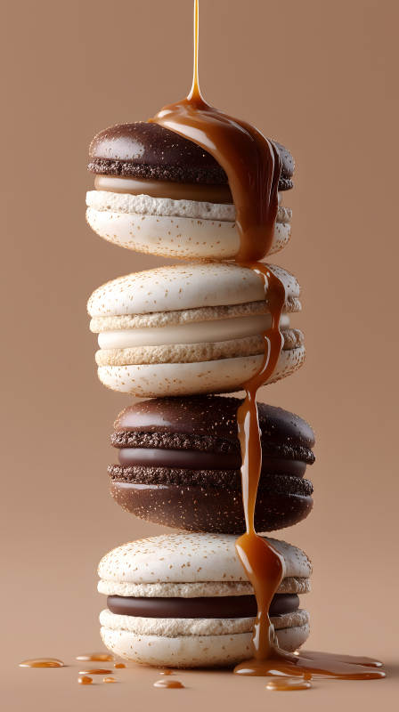 馬卡龍淋醬甜點-圖片