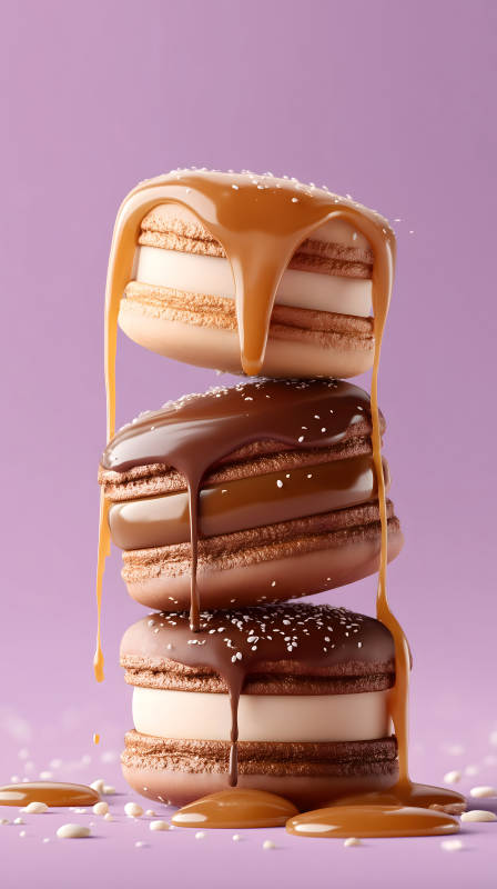 馬卡龍淋醬創意甜品-圖片