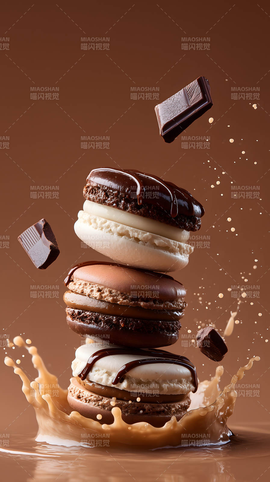 巧克力马卡龙堆叠-图片