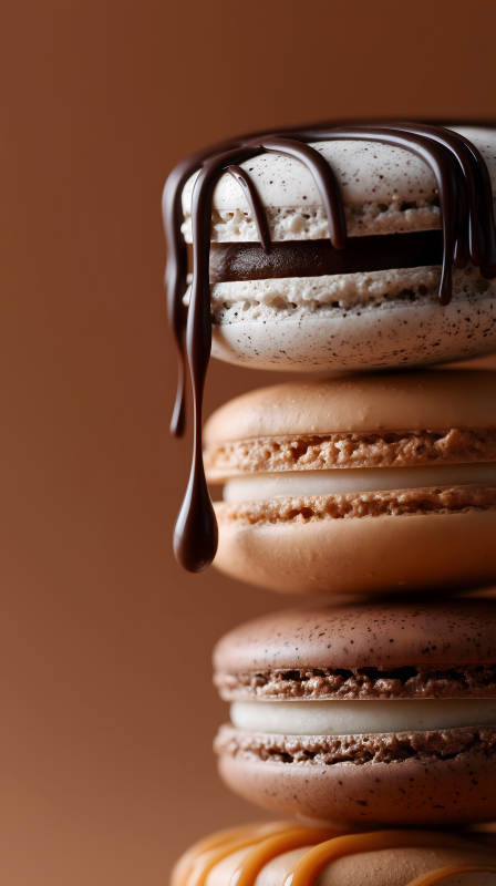 巧克力馬卡龍特寫-圖片