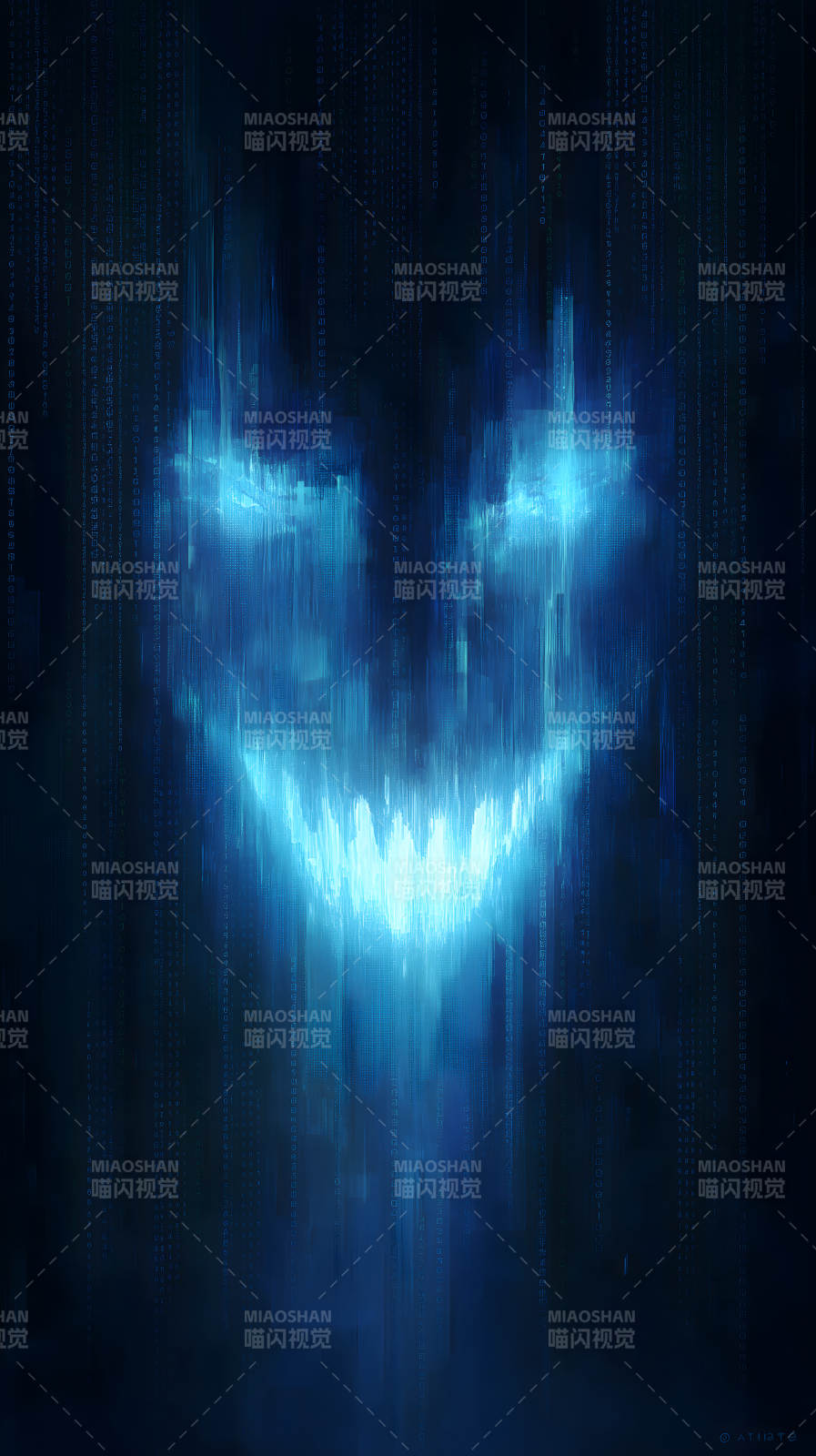 蓝光笑脸代码矩阵-图片