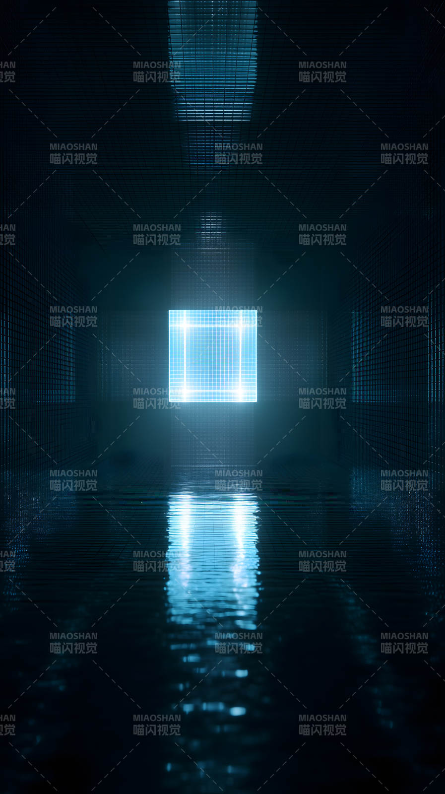 光立方水面科幻空間-圖片