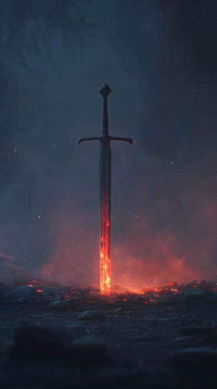 燃燒之劍佇立大地-圖片