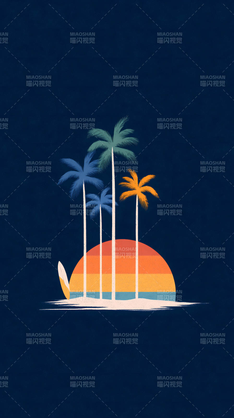 海滩夕阳棕榈树-图片