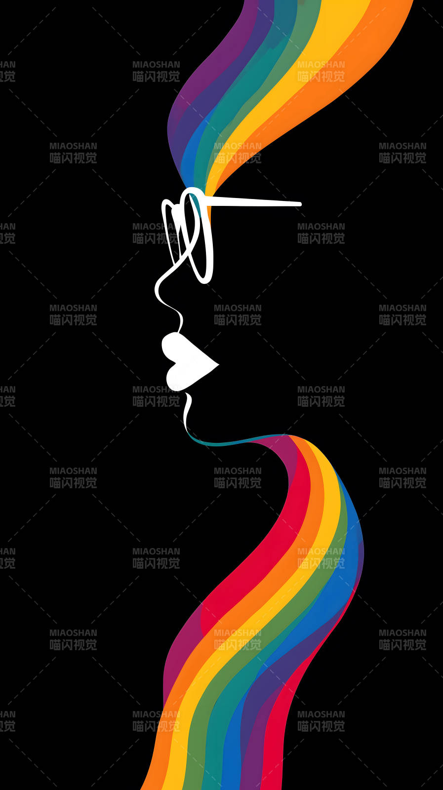 彩虹女人黑背景-图片