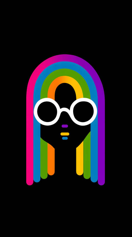 彩虹女孩戴眼鏡-圖片
