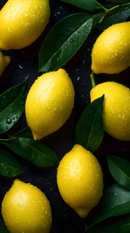 檸檬與綠葉特寫-圖片