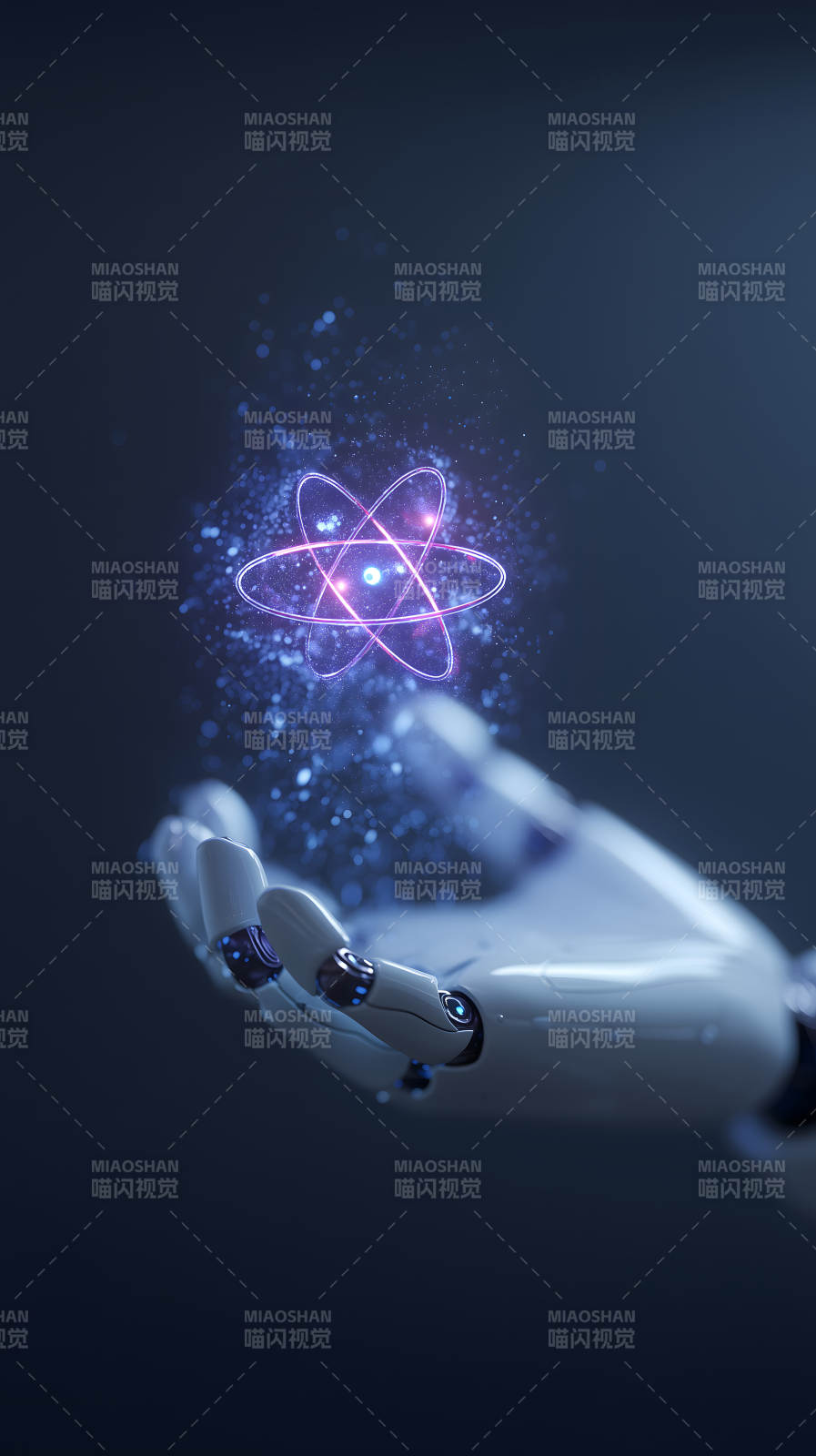 機器人手持原子模型圖片