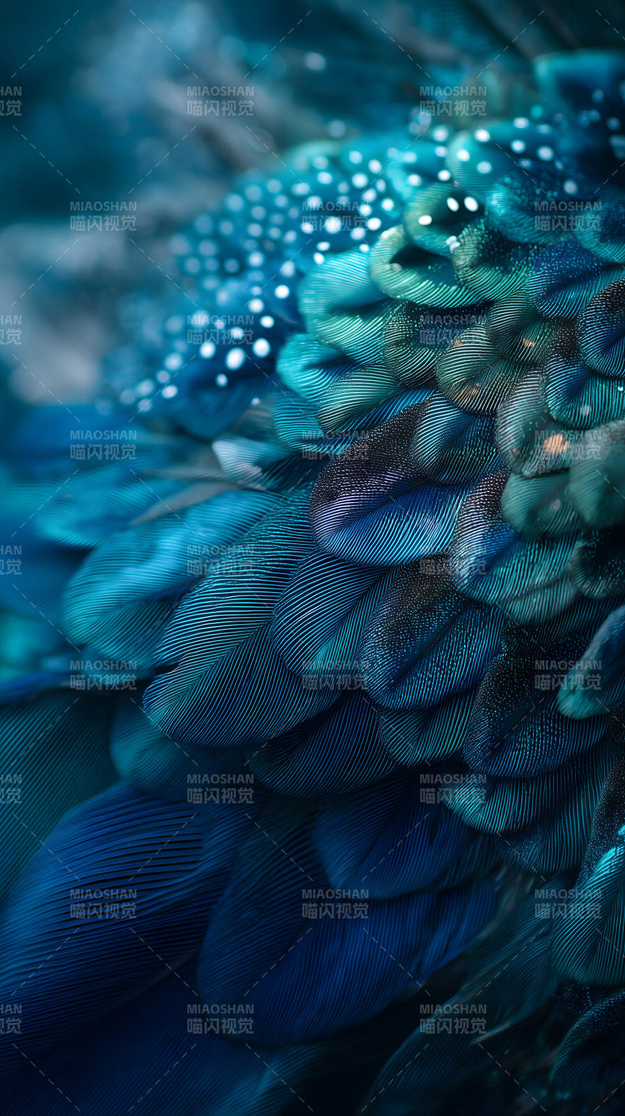 羽毛特寫藍色漸變-圖片