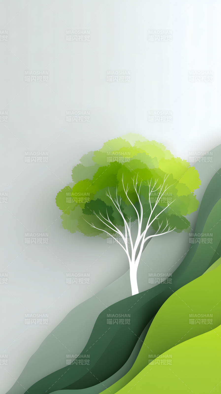 綠樹剪影自然風(fēng)景-圖片