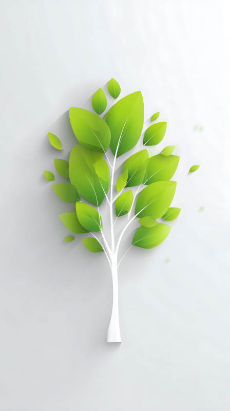 绿叶白树简约清新-图片