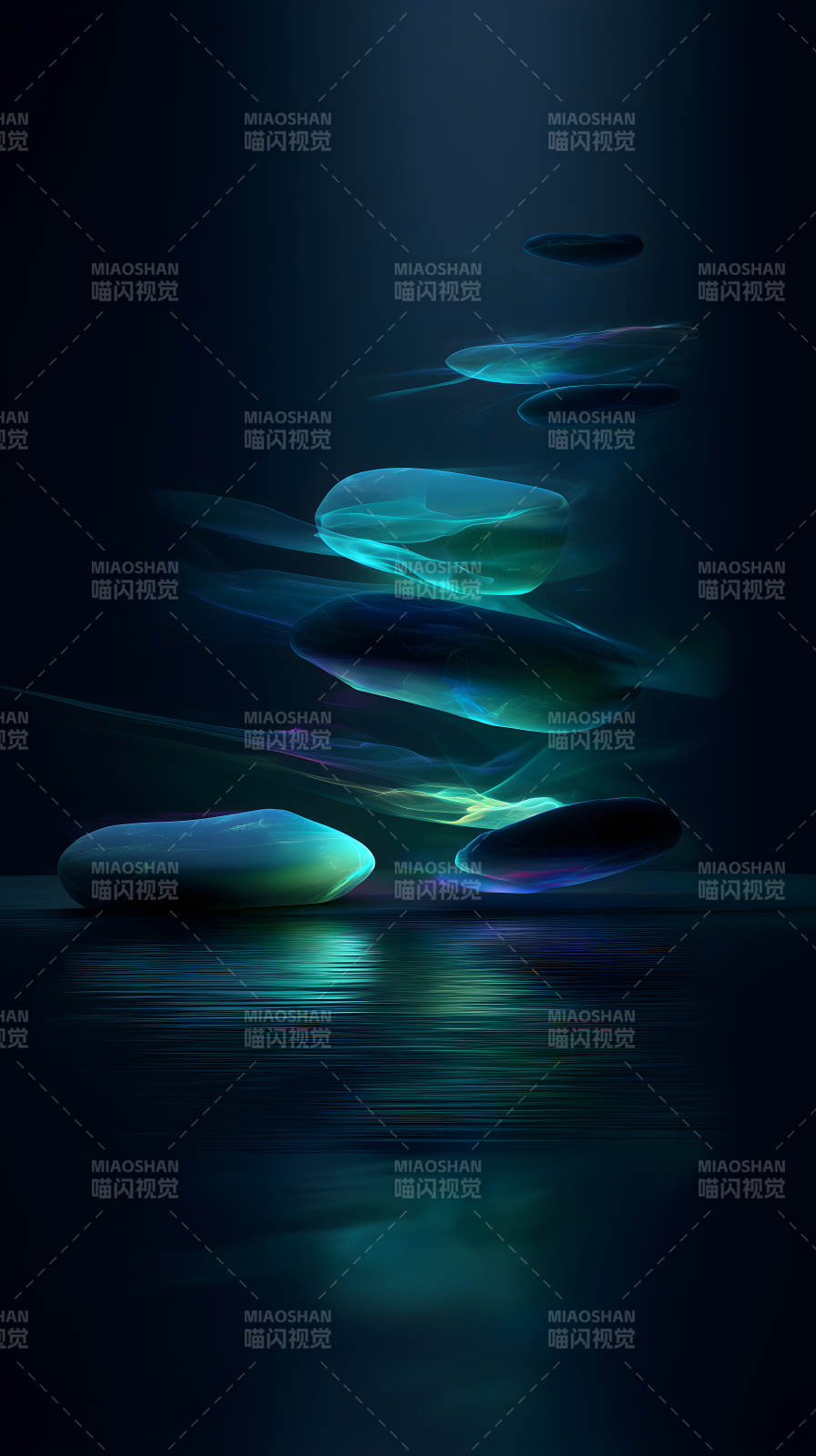 水底發光石頭漂浮-圖片