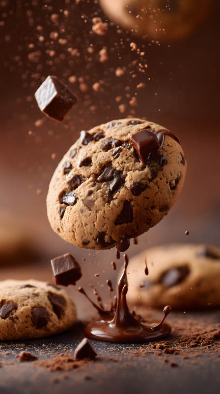 巧克力餅干飛濺-圖片