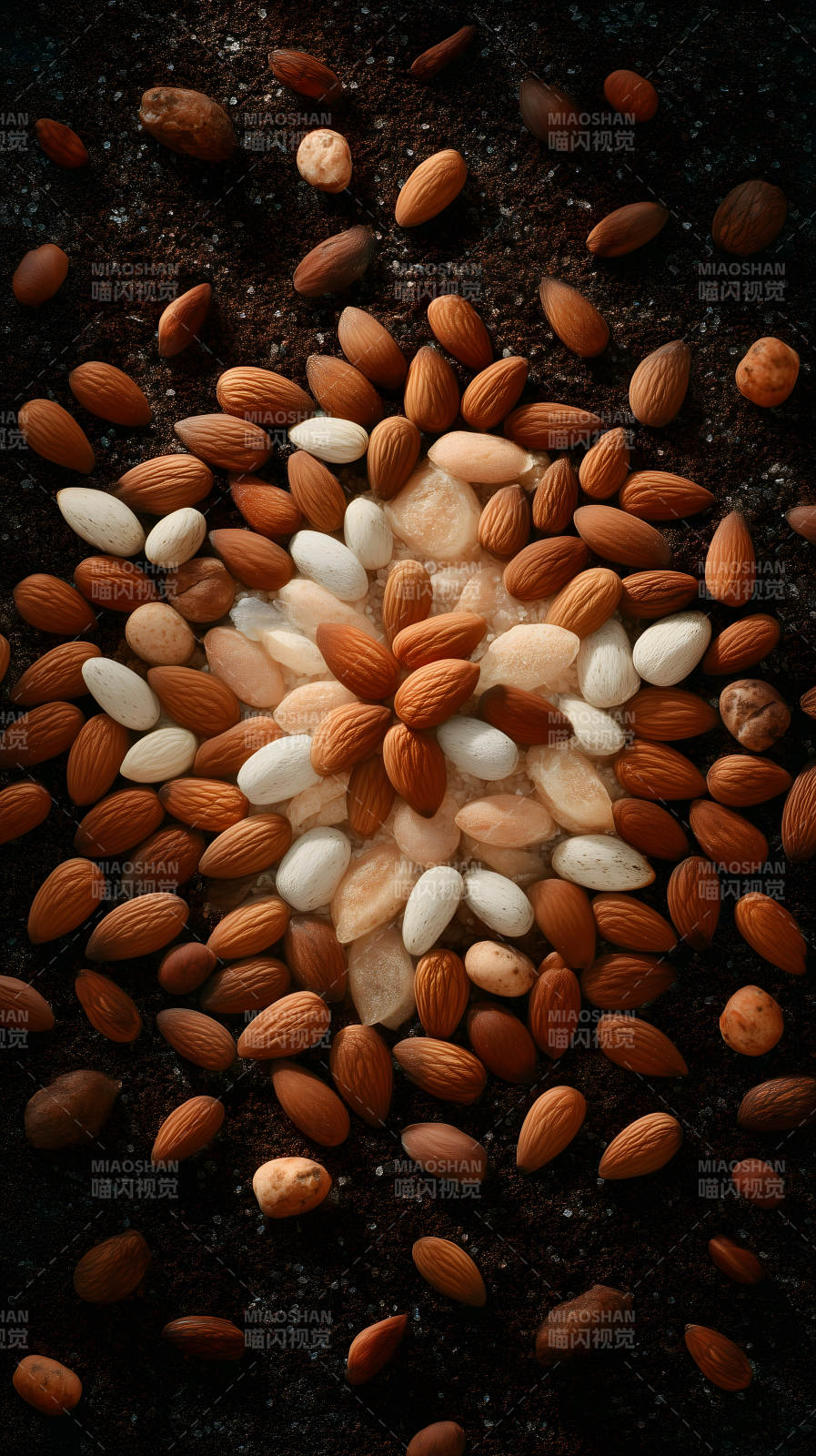 堅果排列紋理特寫-圖片