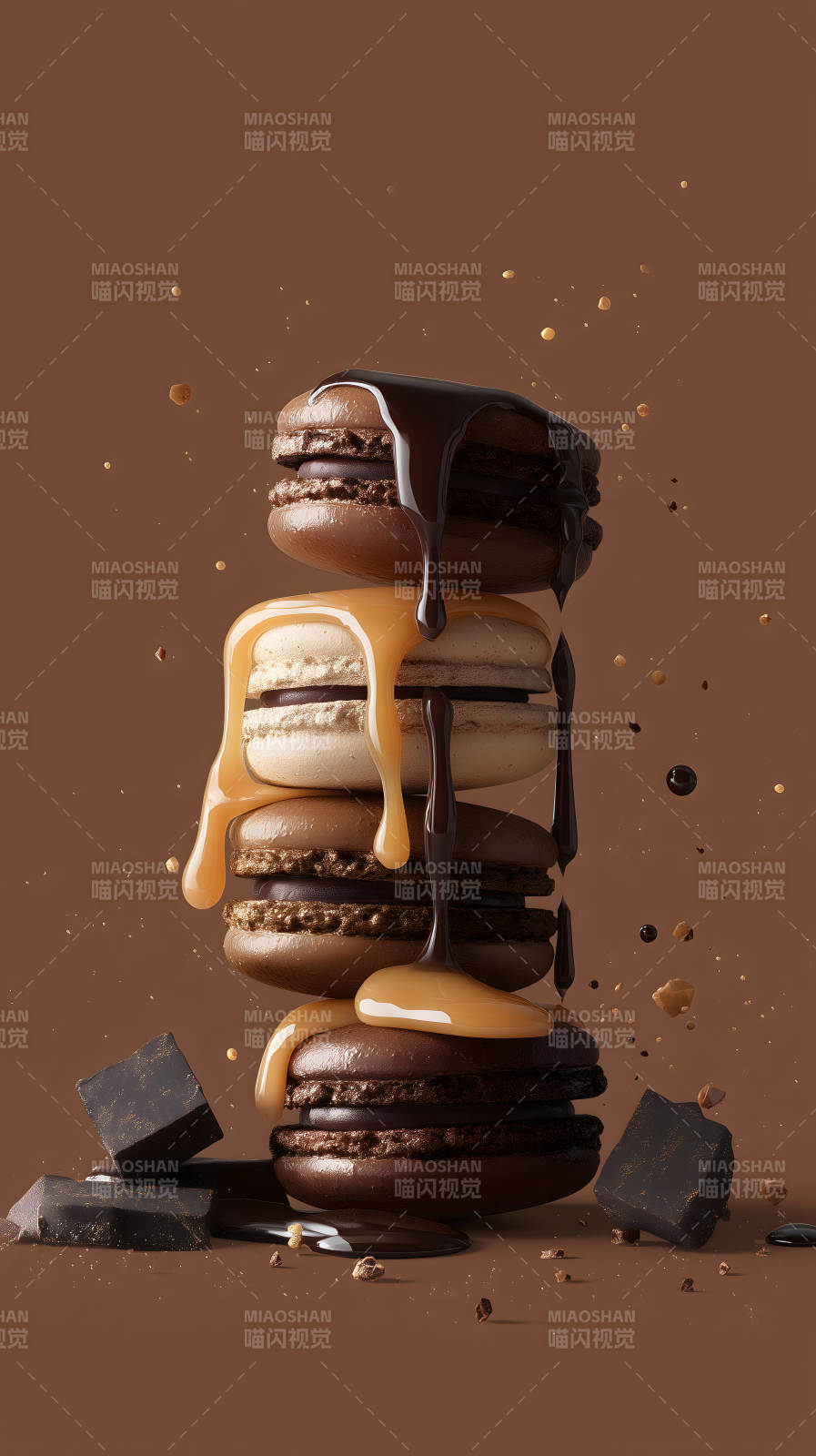 巧克力馬卡龍誘人美食-圖片