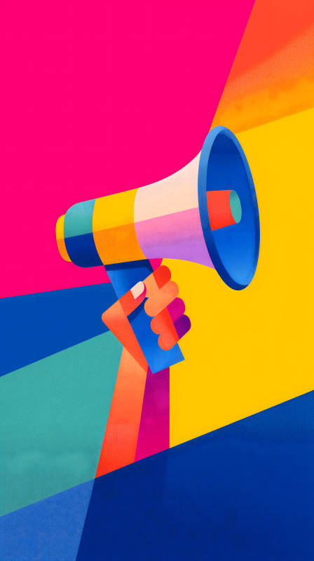 喇叭宣言多彩背景-圖片