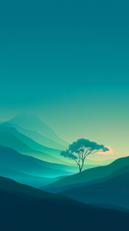 靜謐山景單樹-圖片