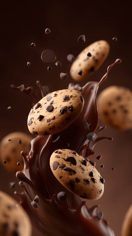 巧克力餅干飛濺-圖片