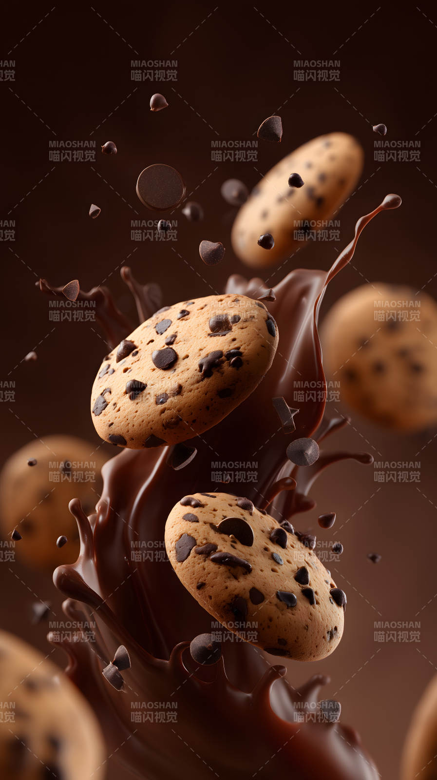 巧克力餅干飛濺-圖片