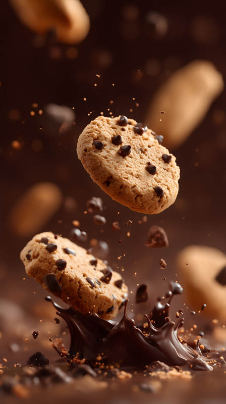 巧克力餅干飛濺-圖片