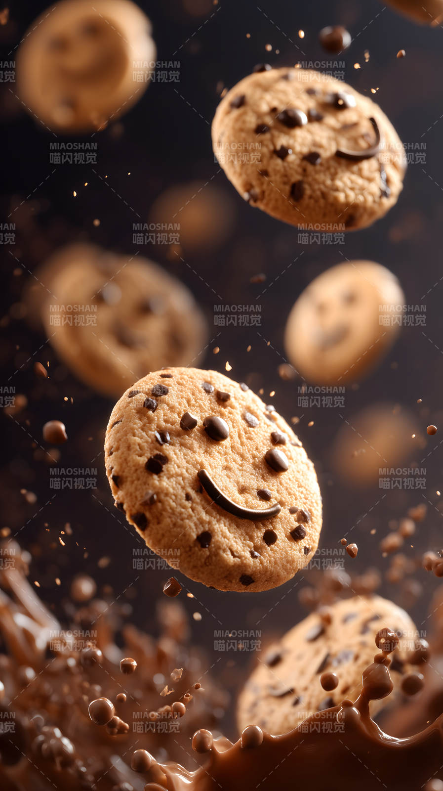 巧克力餅干飛濺美味瞬間-圖片