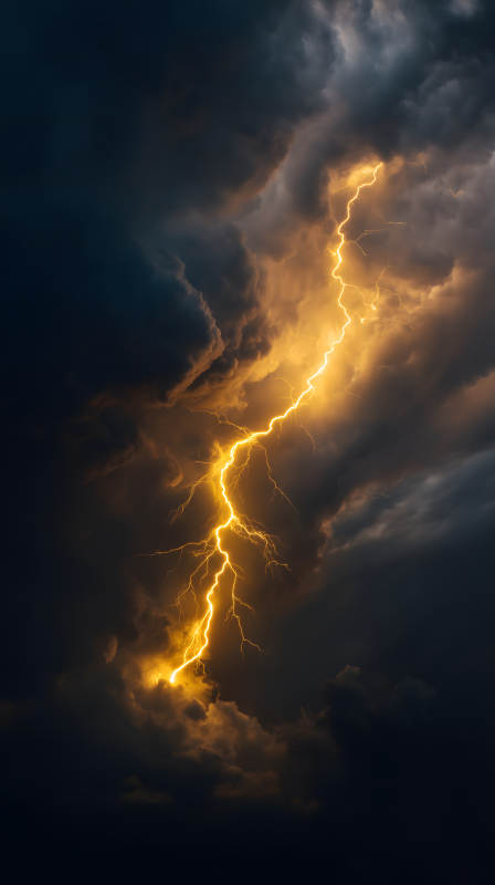 雷電閃耀夜空景象-圖片