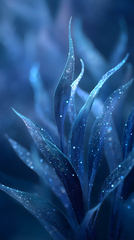 藍色發光植物特寫-圖片