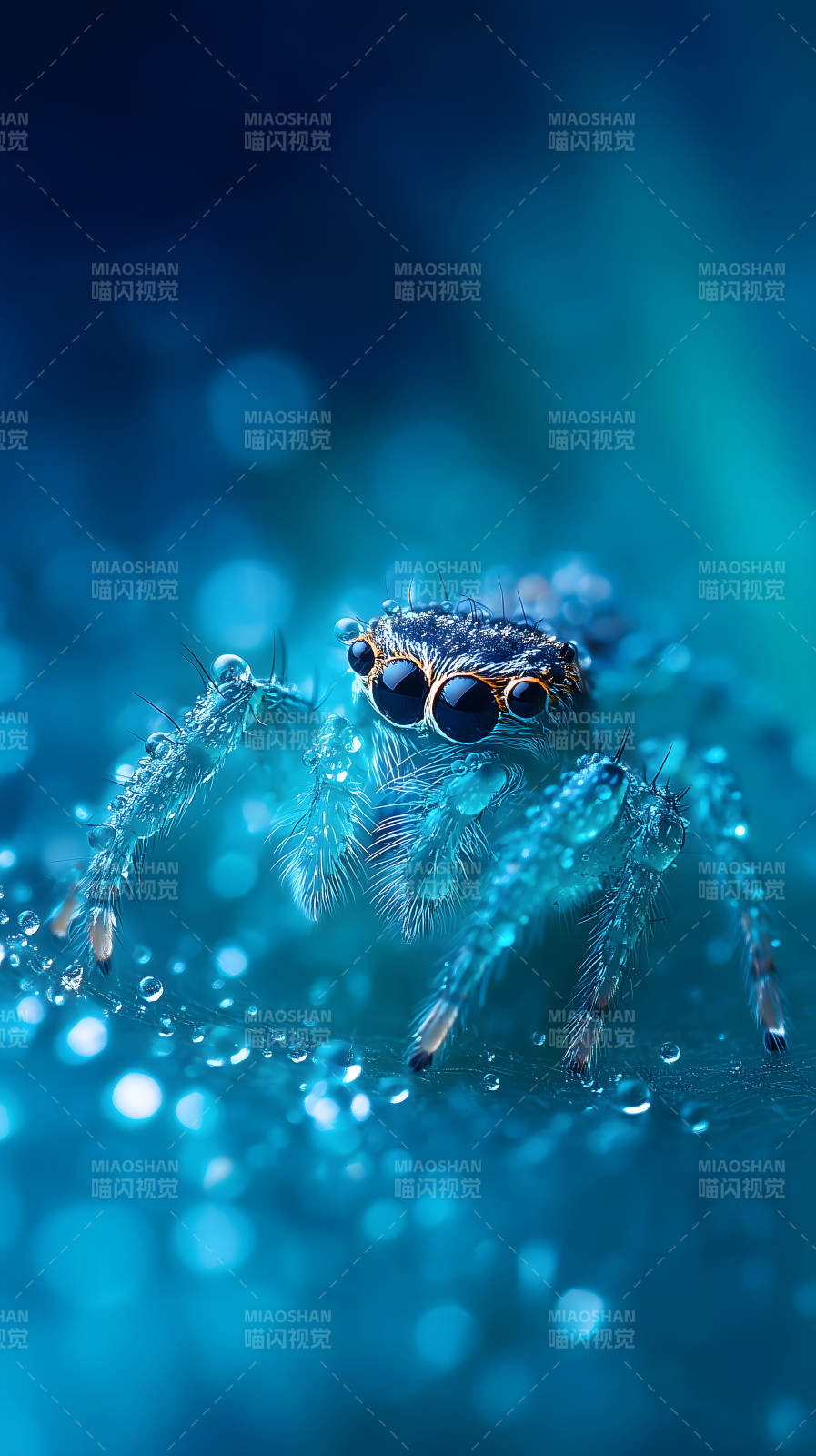 雨中跳蛛特寫-圖片