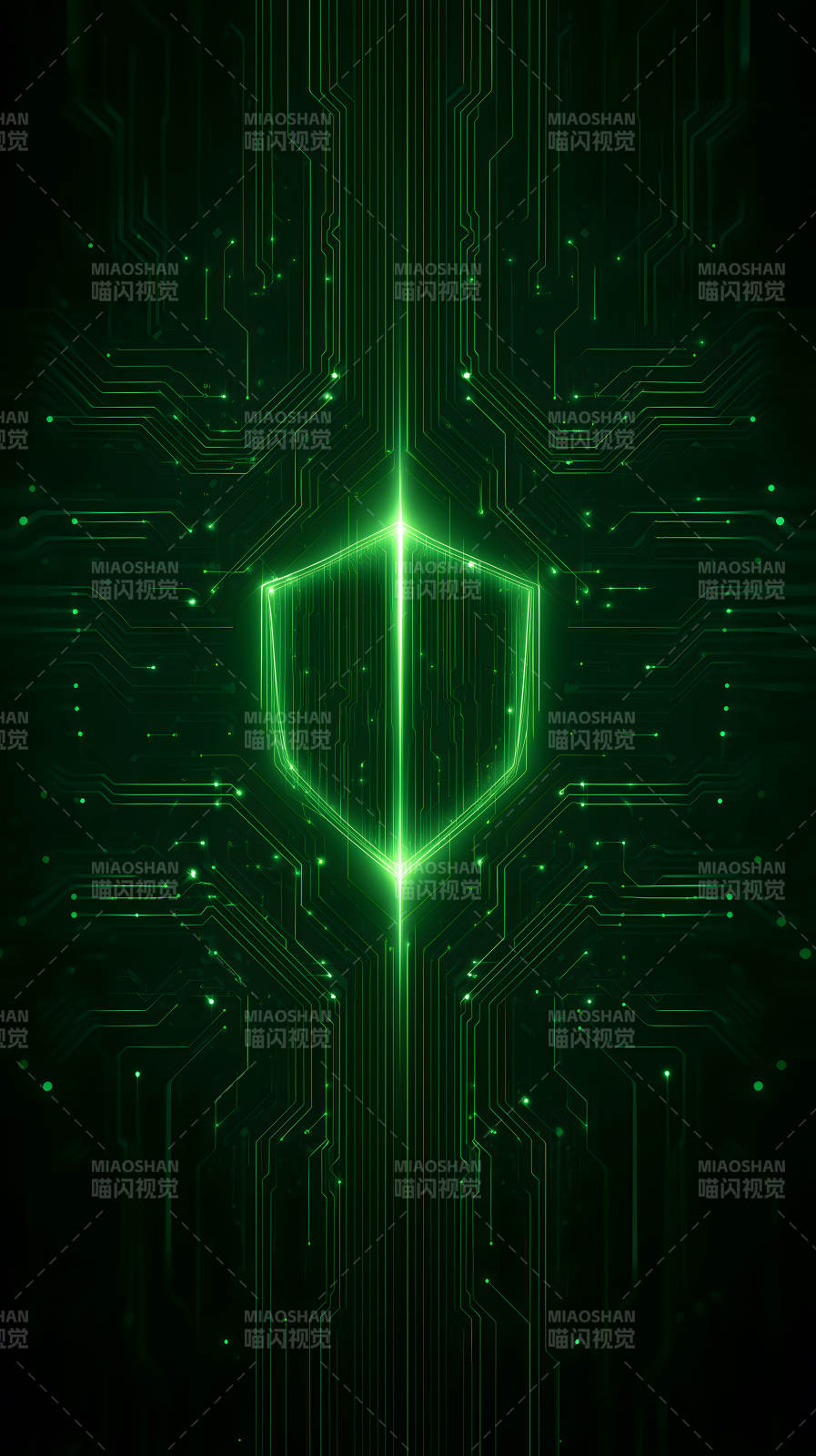 綠色電路盾牌-圖片