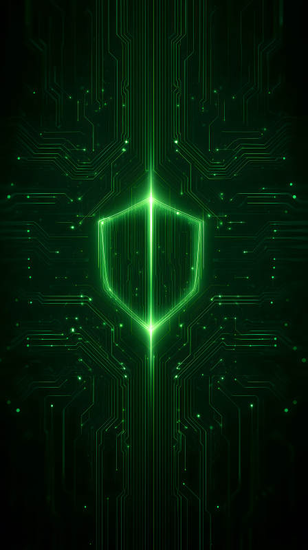 綠色電路盾牌-圖片