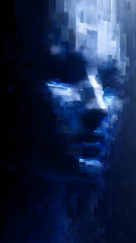 數字人臉藍光科技感-圖片