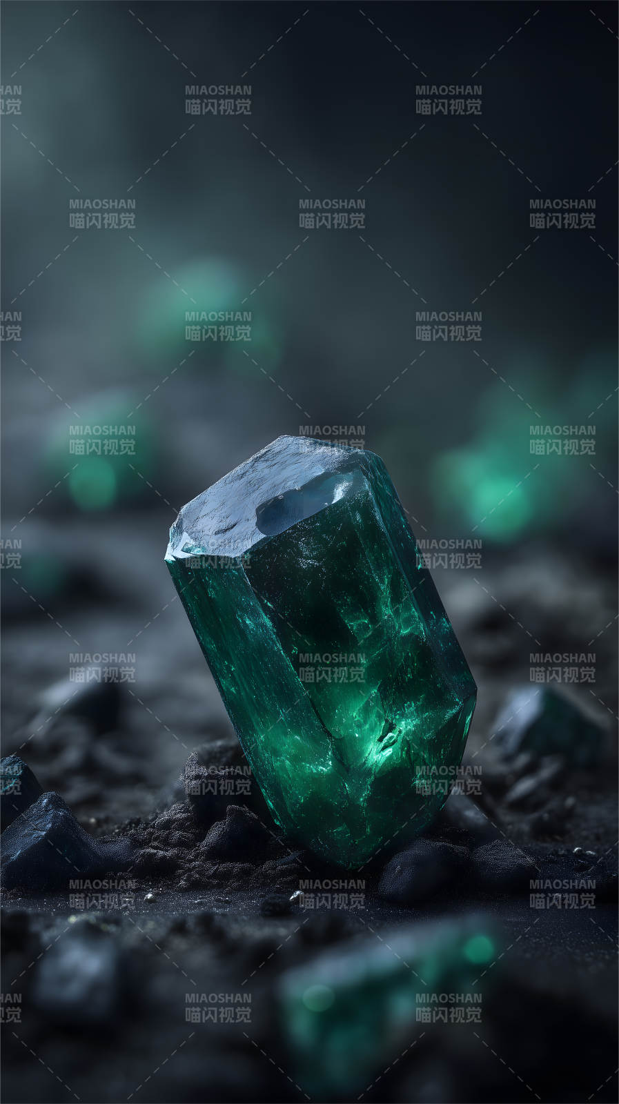 翠绿晶体岩石质感-图片