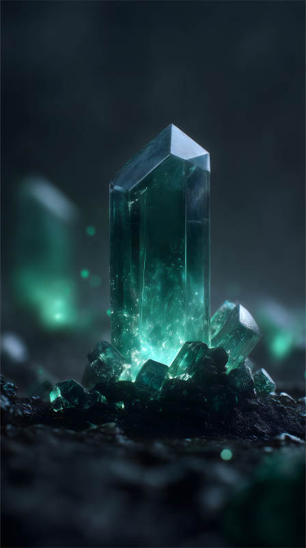 發光的綠色水晶-圖片